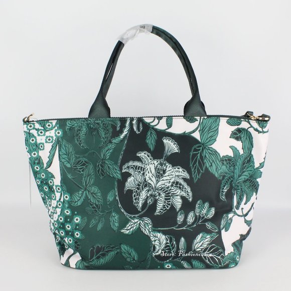 NWT Ted Baker Rococo Nylon Tote Bag, Turquoise, Flowers, Top Zip Closure - Picture 4 of 11